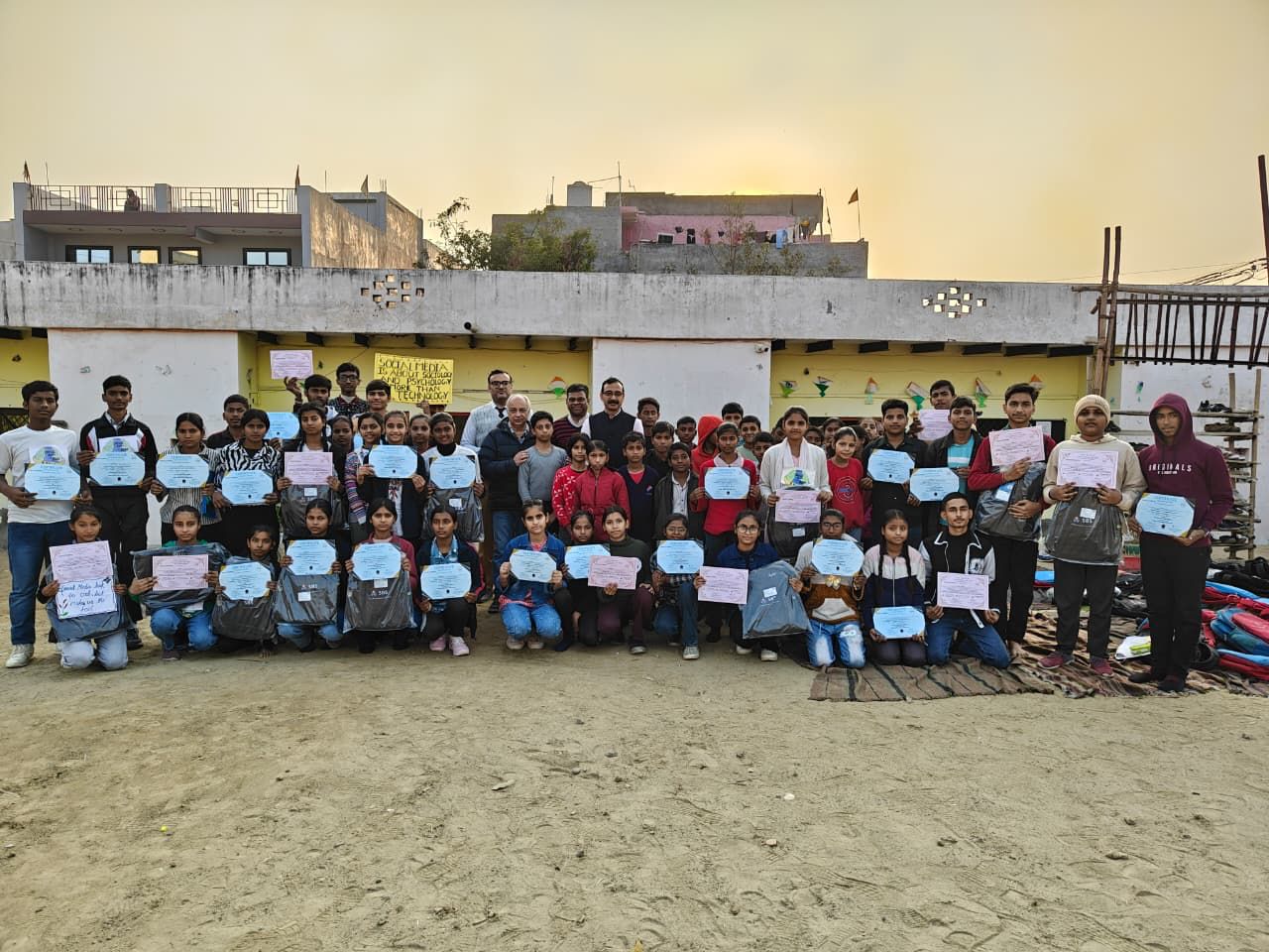 Students and school representatives during a partnership program